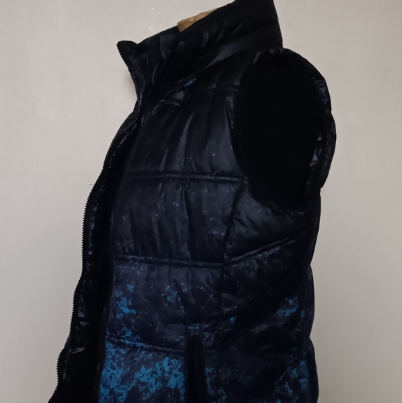 Andrew Marc Designer Puffer Vest Black Blue Speckled - Picture 4 of 15